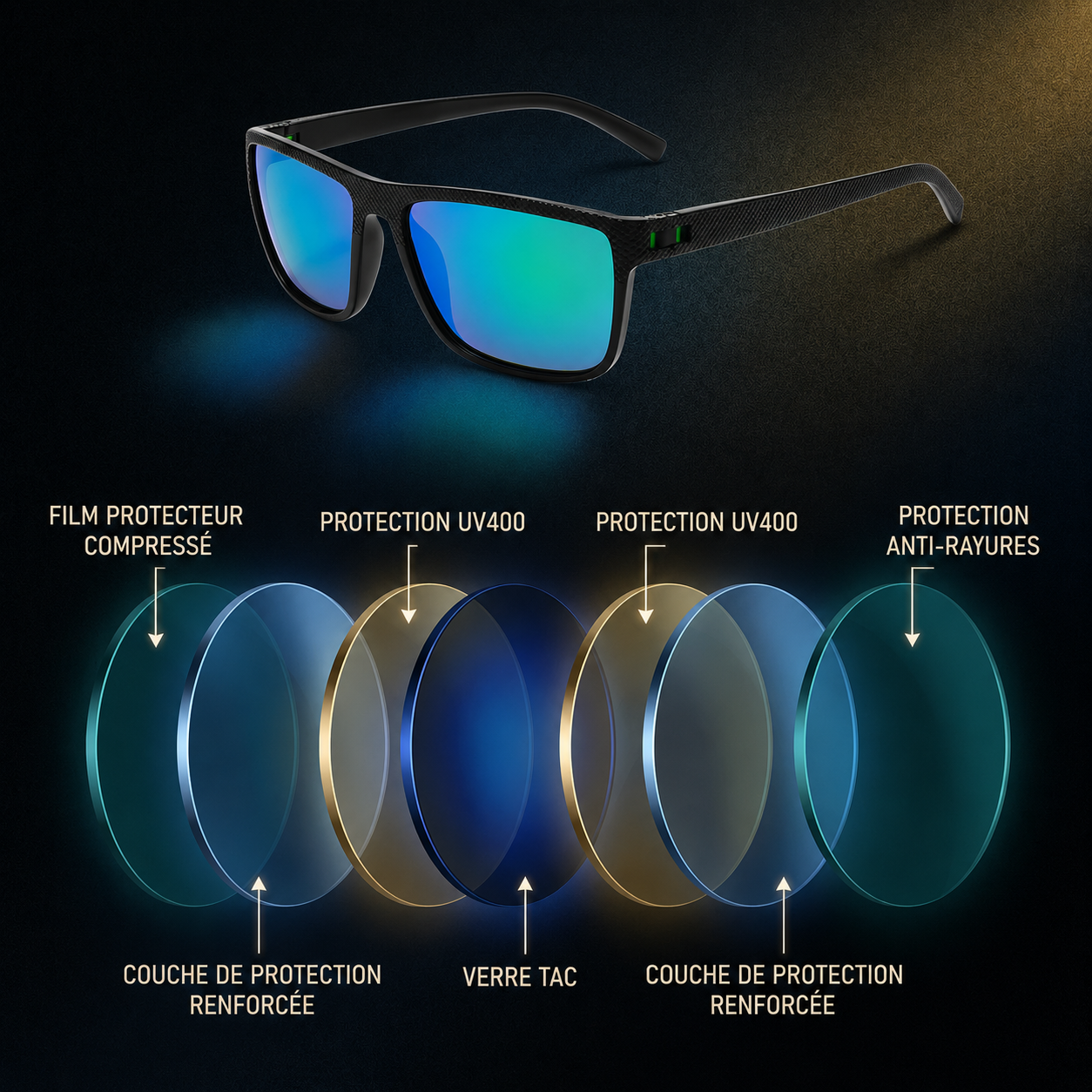 Lunettes hyper polarisées pour la pêche